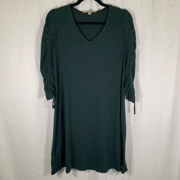 Loft Swing Dress Women’s Small Green V-neck 3/4 Sleeve Stretchy - Picture 1 of 9